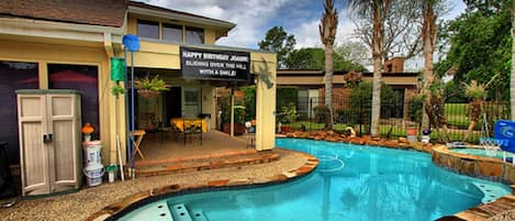 Pool is great when the weather is warm.