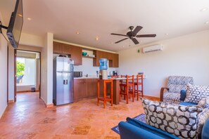 Living and kitchen areas