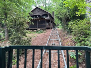 Tram system for ease to get from the fire pit to the house.