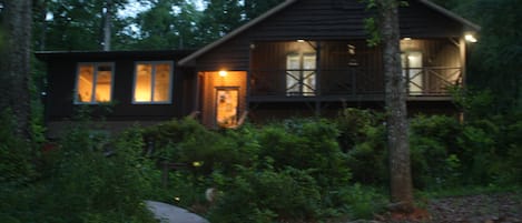 House from the lake in the evening.