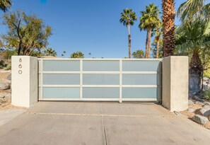 Entering the property. 