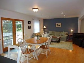 Dining and family room with deck