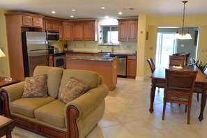 Beautiful Kitchen with granite counters and stainless steel appliances