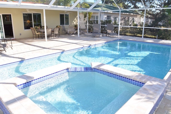 Heated Pool and Spa (view towards the house)