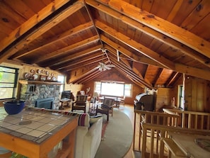 Inside the kitchen looking toward the lake