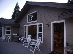 Back deck with beautiful views great for BBQ's in the summer.