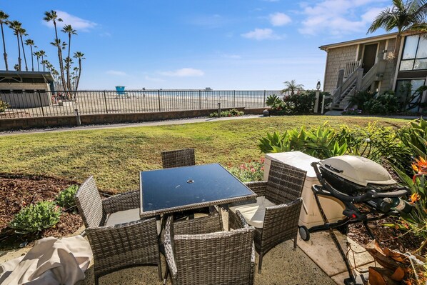 Perfect patio to people watch on the beach