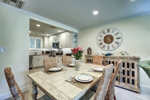 The dining area is located right off the kitchen.  Makes clean up after meals a cinch!