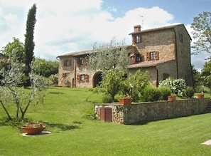A view of Casagrande and the garden around