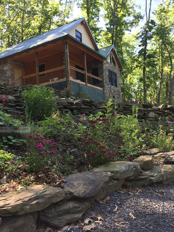 View of cabin from the fire pit