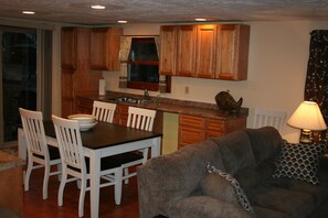 Renovated eat-in kitchen with new furniture and applicances