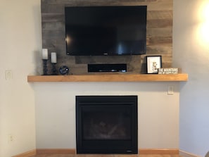 Gas fireplace and smart screen TV with premium channels
