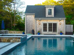 Guest house overlooking the pool and spa