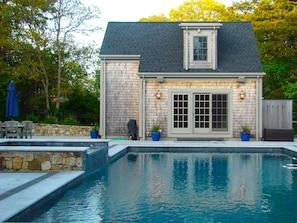 Guest house overlooking the pool and spa