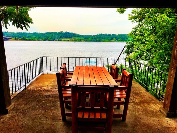 Boat house view of the river