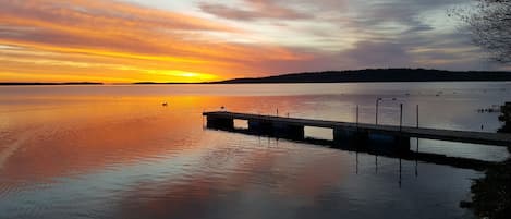 Sunrise from our private dock.  You can fish directly from the dock.