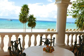 Terrace with scenic beach views