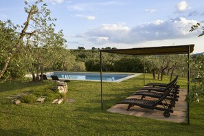 The swimming pool relax area