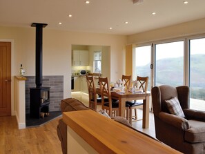 Delightful open plan living area with bi-fold doors to the decked area | Sweet Meadow Lodge - The Lodges, Howey, near Llandrindod Wells