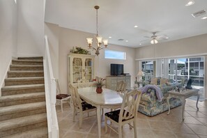 Living room and dining room