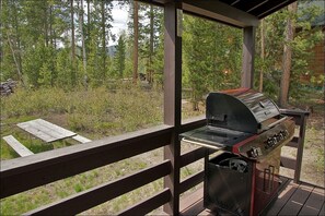 Gas Grill on Covered Porch off the Kitchen