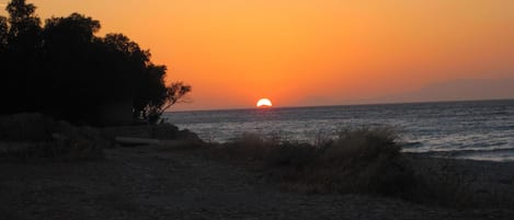 Sunset from the beach in front of the apartment