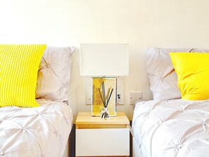 The Master Bedroom "Yellow Room" (ensuite), with 2 EU king size beds ( 160*200)