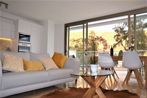 Open-plan living area leading onto the 250sq. foot terrace
