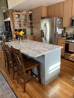 Kitchen island from the back door