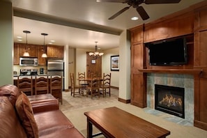 Main kitchen/seating area with pull-out