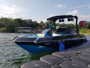 Our dock is still in deep water. Bring your boat and park it on our dock.
