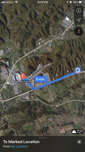 Driving time to BMS dragway entrance
1.2 Miles to Dragway Entrance from House