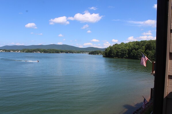 Beautiful lake vistas from main level condo deck