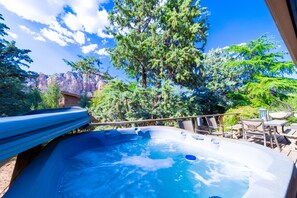 Private hot tub with red rock views