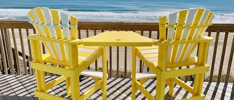 Views of the ocean from the deck chairs.