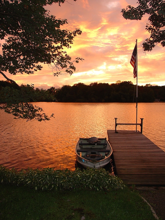 A sunset on a lake at a Connecticut VRBO