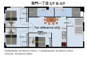 Kaminarimon 3/F 3 bedrooms, 5 beds, 2 to