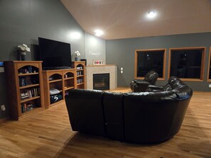 70" television with sectional couch