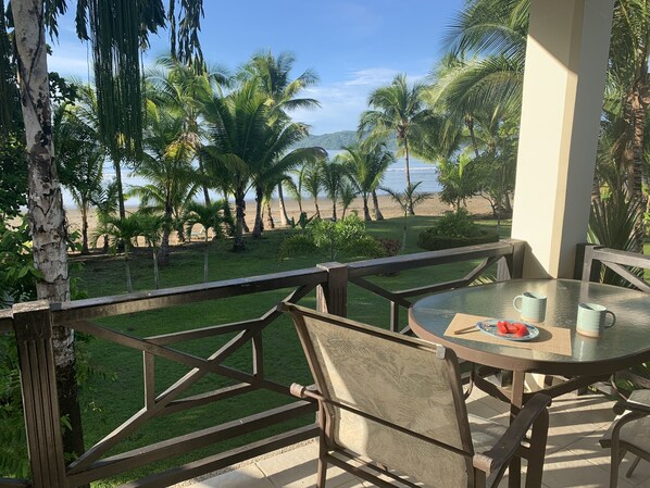 2 story villa on the beach. Master bedroom balcony view.