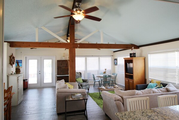 You will love the beachy decor and open feel of the family room!