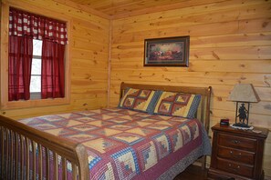 Downstairs Bedroom with Queen Bed & 32-inch TV