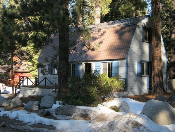 Spring time morning view of the cabin