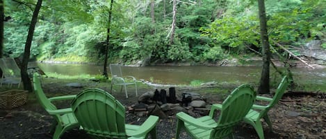 View from the fire pit area, which is in the front yard of the house.