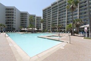 Fantastic pool area. Three pools at this complex!