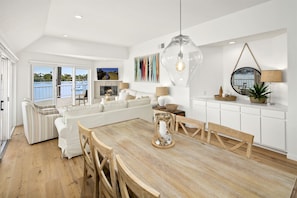 Enoy beautiful views of the bay from dining and living area