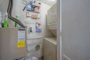 Pack light with a washer and dryer in the unit.