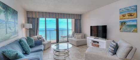 Enjoy oceanfront views from your living room.