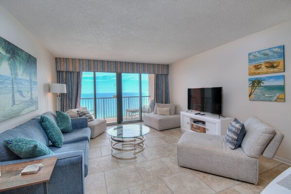 Enjoy oceanfront views from your living room.