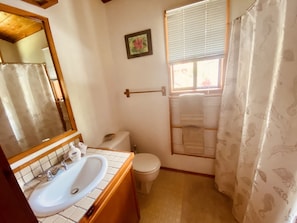 Restroom 1 with shower/tub combo 