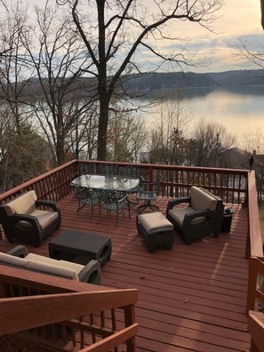 large deck with amazing view and furniture